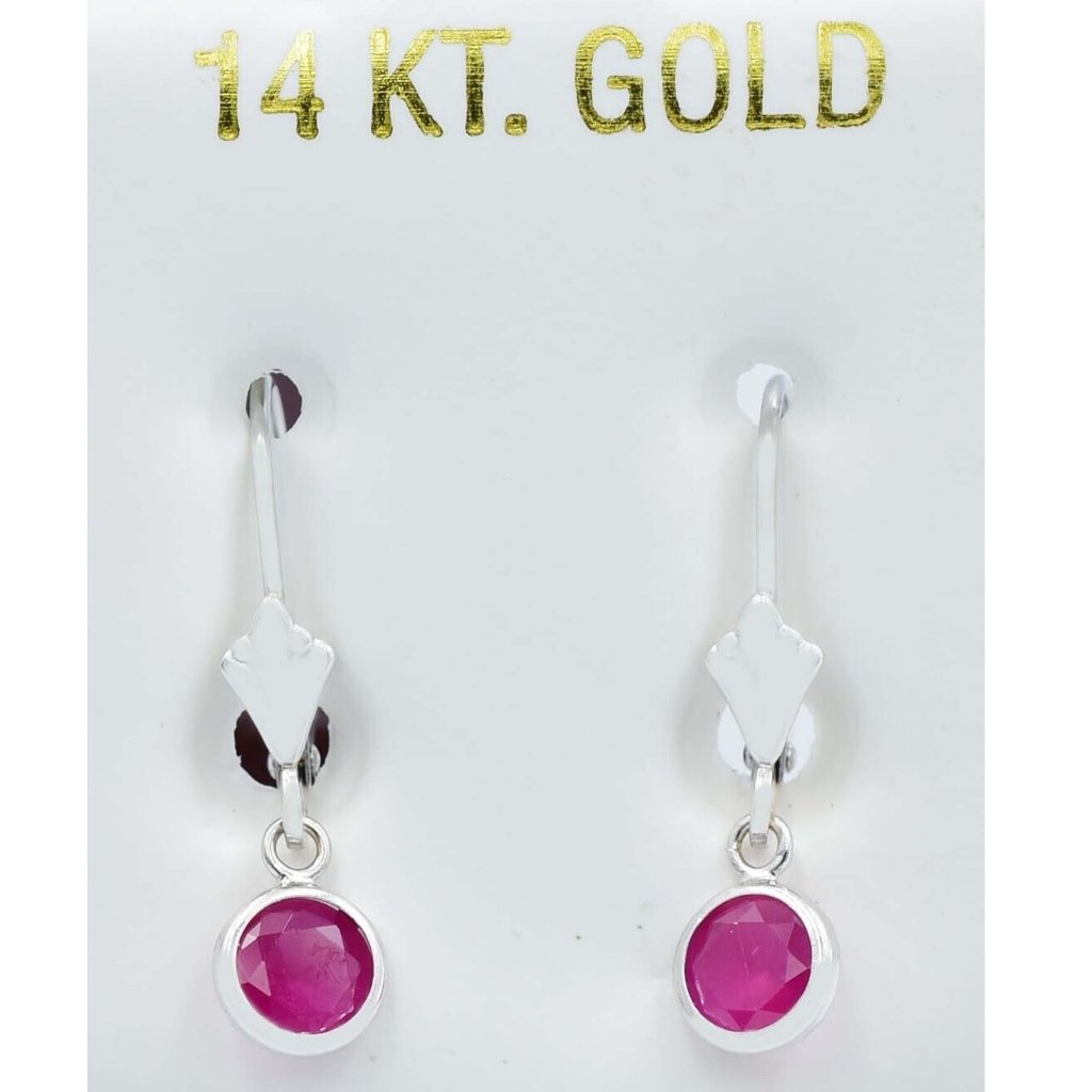 Genuine 0.90 Cts Ruby Earrings 14k White Gold